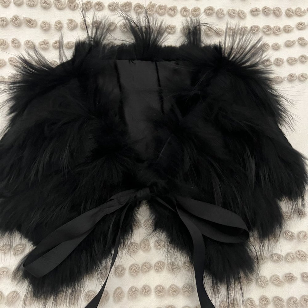 Fur / stole / scarf / tie-on, detachable collar, black